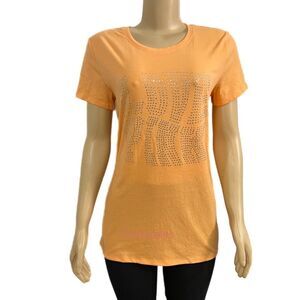 Victoria’s Secret Pink bling Rhinestone Logo Short Sleeve T-shirt Light orange